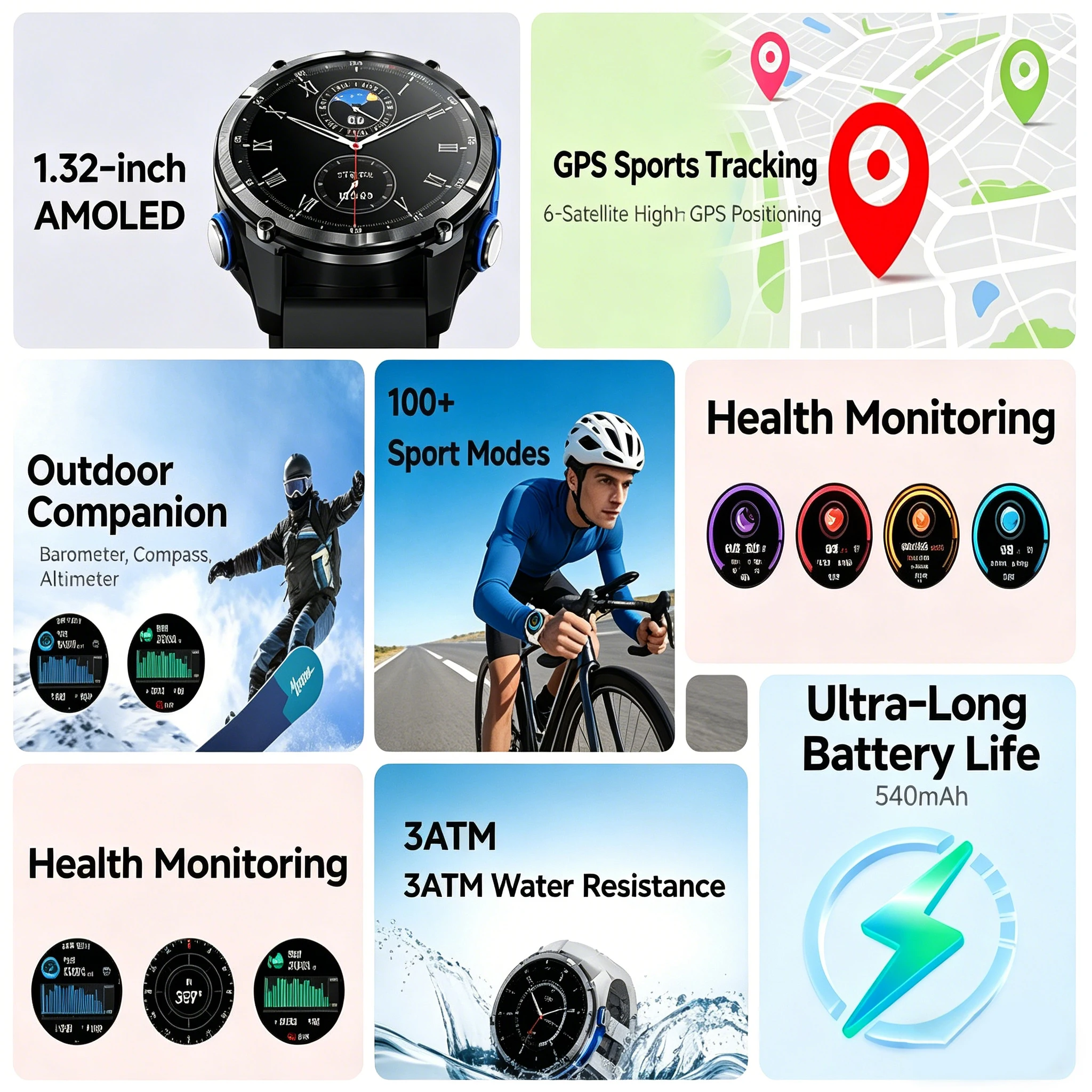 Jam Tangan Pintar GPS 1.32 Inc - Outdoor Lighting Japanese ulasan dan harga