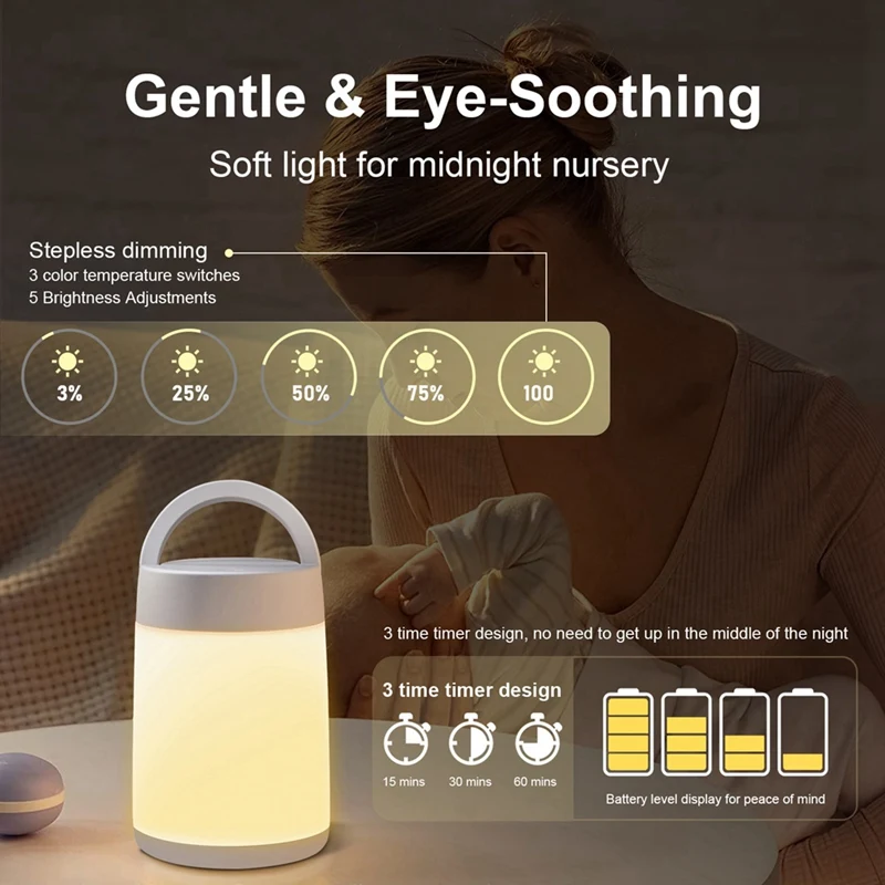 NEW-Night Light Bedroom Sleep Light Remote Control Baby Feeding Bedside Ambient Light Rechargeable Eye Protection Lamp