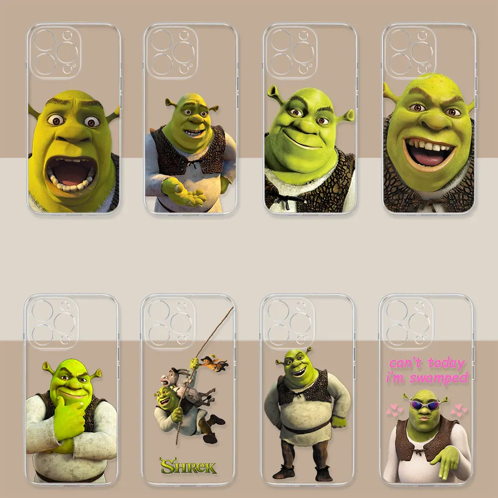 Movie S-Shreks Phone Case For iPhone 17 16 15 11 12 14 13 Pro Max Mini XS X XR 7 Plus 17E Shockproof Transparent Cover Fundas