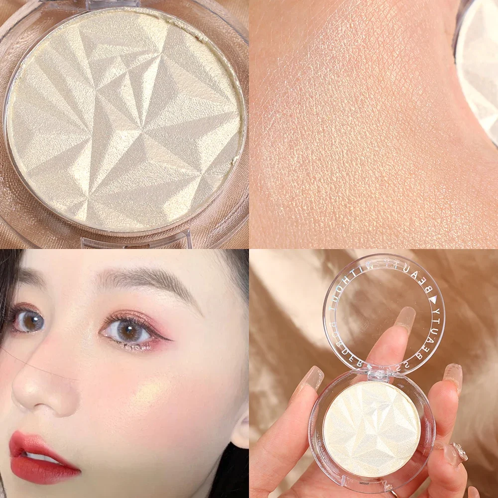 Diamante Highlighter Pó Paleta, Glitter Face Contour, Iluminar Maquiagem, Shimmer, Ultra-concentrado, Iluminar Cosméticos, 3 Cores