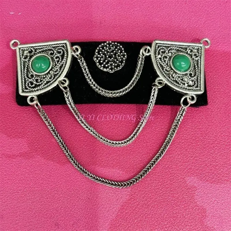 N5KF Stylish Mongolian Lint Hair Clip with Tassels and Rhinestones Accent for Women Who Love Ethnic and Retro Styles