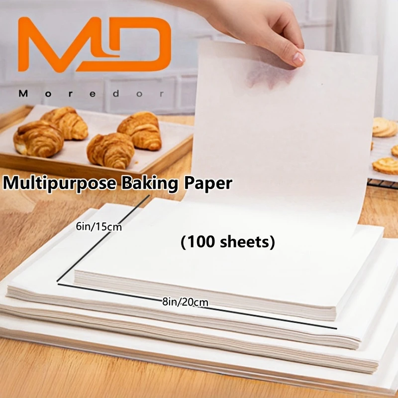 100 Sheets 6*8 Inch Parchment Baking Sheets, Pre-cut Non-stick Parchment Paper for Baking, Cooking, Grilling, Frying and Steamin