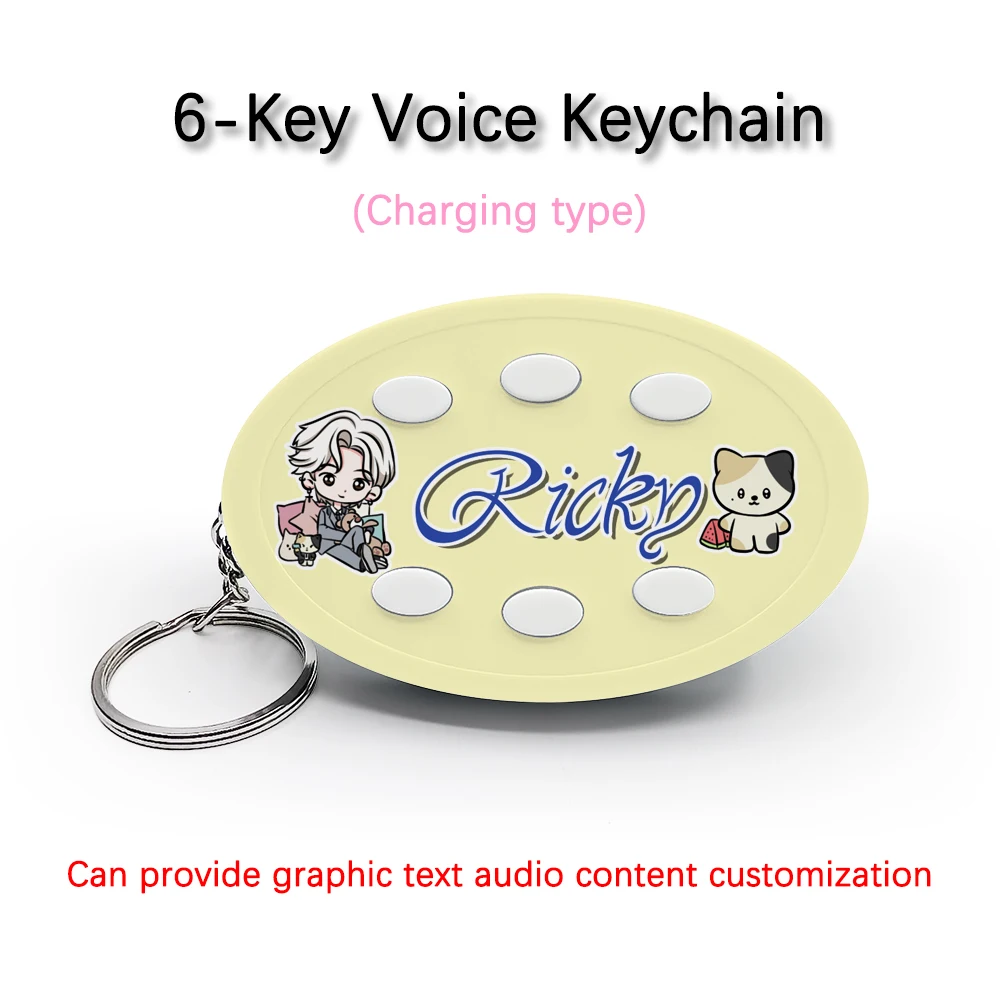 

Creative Voice Keyring For ZEROBASEONE Team Member Ricky 6-Key Audio / Picture Customization Rechargeable Keychain Pendant Gift