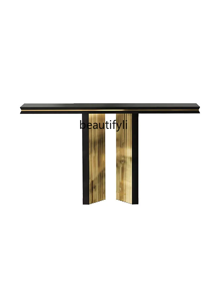 

Italian-Style Wall-Mounted a Long Narrow Table Console Living Room Entrance Console Tables Corridor Hall Narrow Table Side View