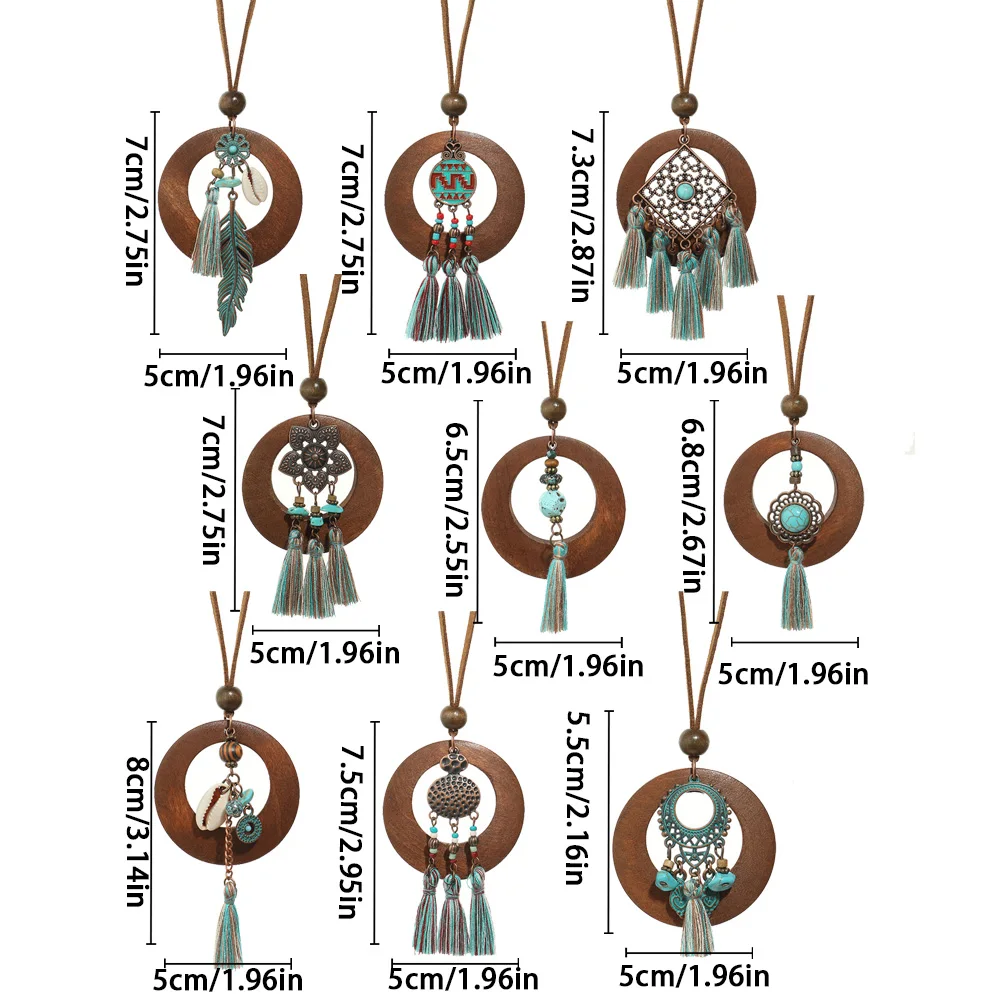 Boho Vintage Necklaces Layered Pendent Necklace Wipe Green Tassel Sweater Chain Multiple Styles Tribal Jewelry Daily Wear Gifts