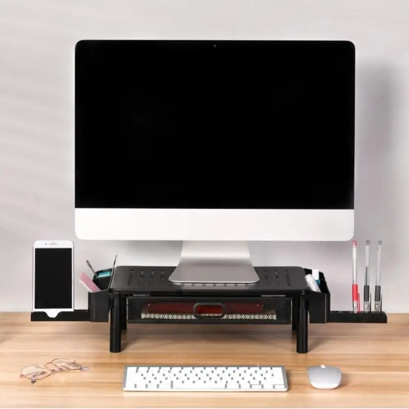 L41F 3 Chiều cao Cấp độ Màn hình kim loại Đứng máy tính xách tay với giá đỡ điện thoại ngăn kéo