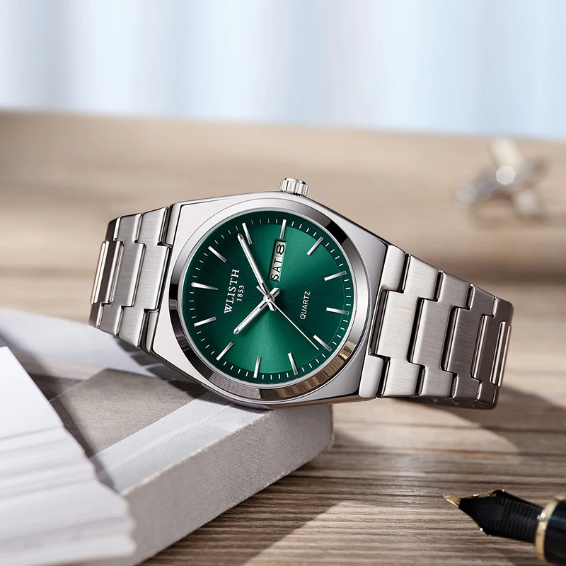 Top Brand Business Men Watches Luxury Waterproof Stainless Steel Quartz Wrist Watch Man Silver Luminous Clock Watches Mens Gifts