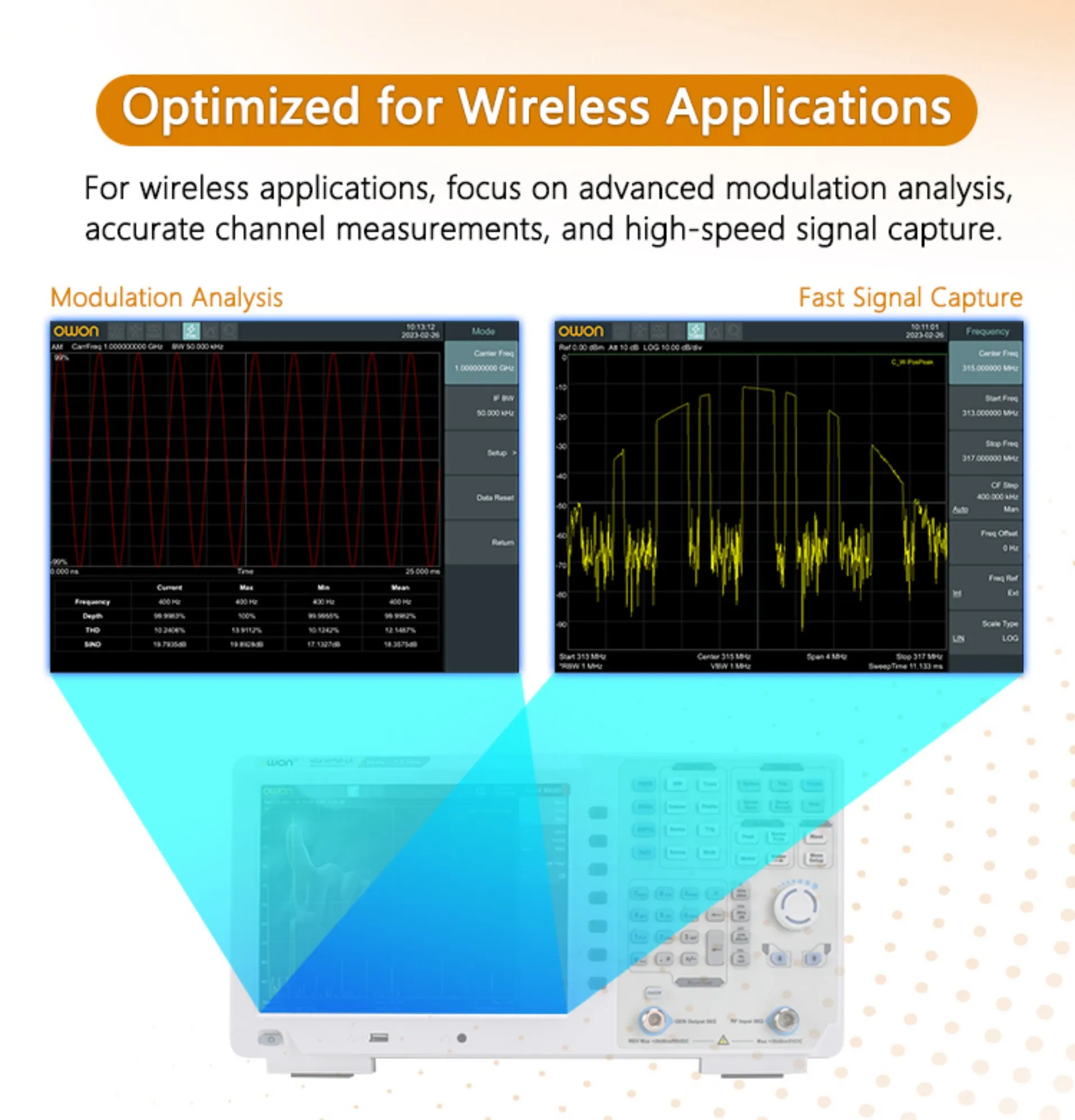 OWON XSA1015P-TG XSA1032P-TG Spektrumanalysator 9KHz-3,2GHz 1Hz Auflösung Multi-Touchscreen EMC USB LAN HDMI Tracking Generator – Detail 6