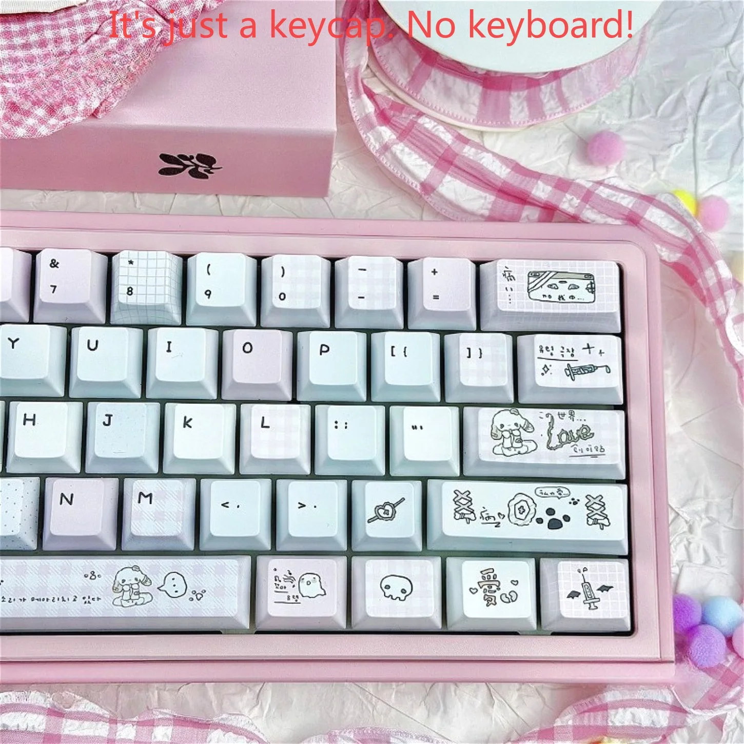 Pink White Light Color Simple Cherry Key Cover Kit PBT 130 Key Office Gift Compatible 60/64/84/98/108 Mechanical Keyboard