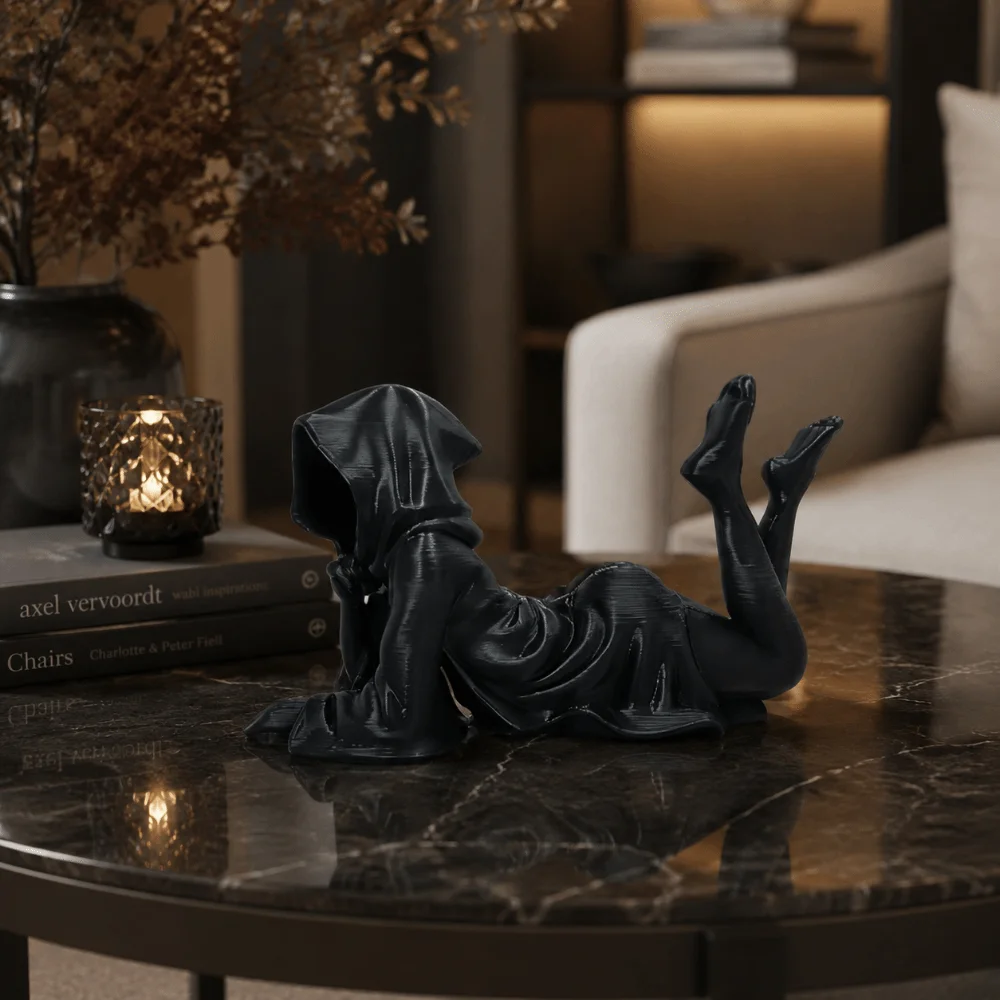 Home Decor Ghost Figurine Dark Style 3D Printed Gothic Girl Statue Halloween Model Desktop Ornament Halloween Atmosphere