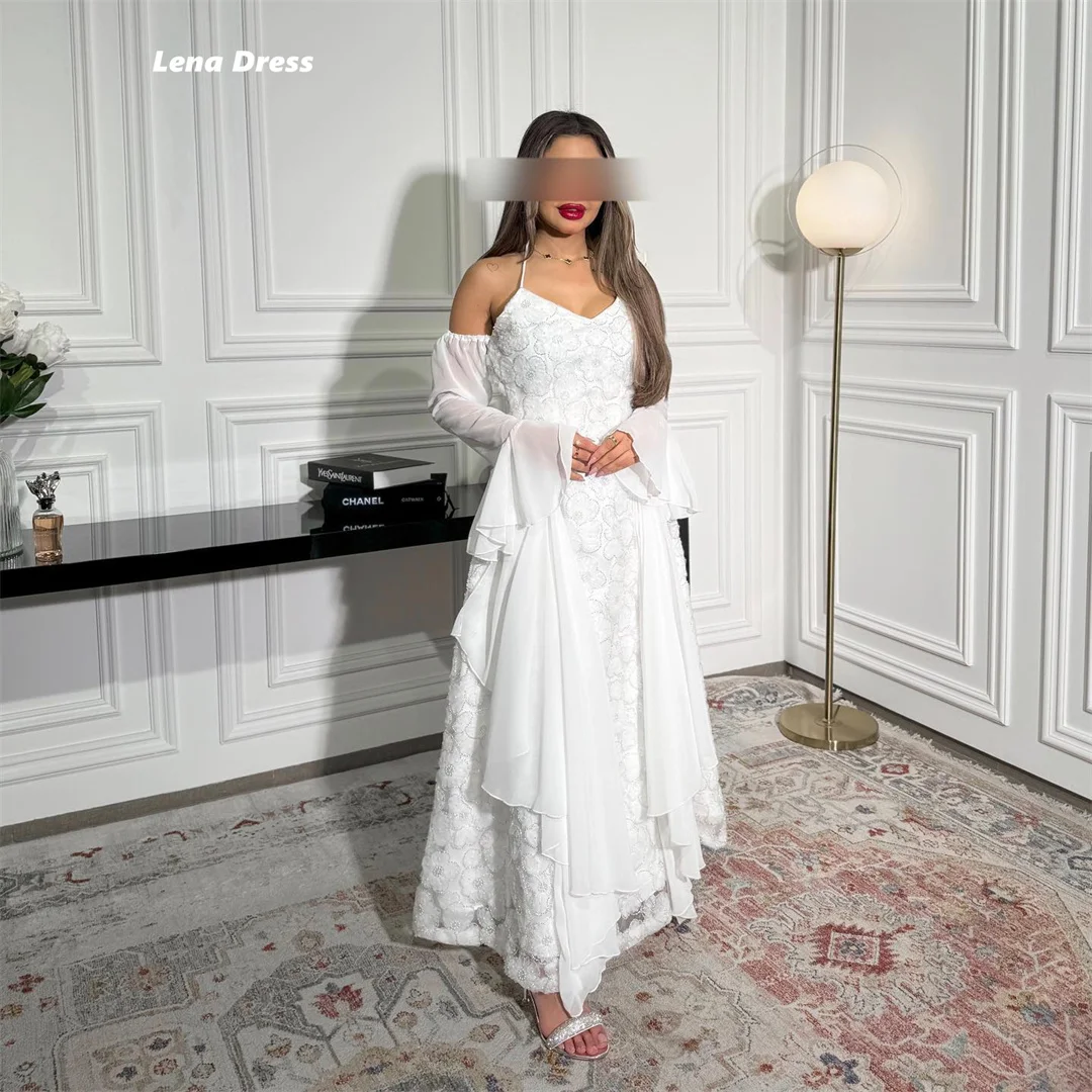 Lena Floral Lace Luxurious Women's Evening Dresses Woman Elegant Party Dresses 2025 Spaghetti Straps Custom Made Line A Prom