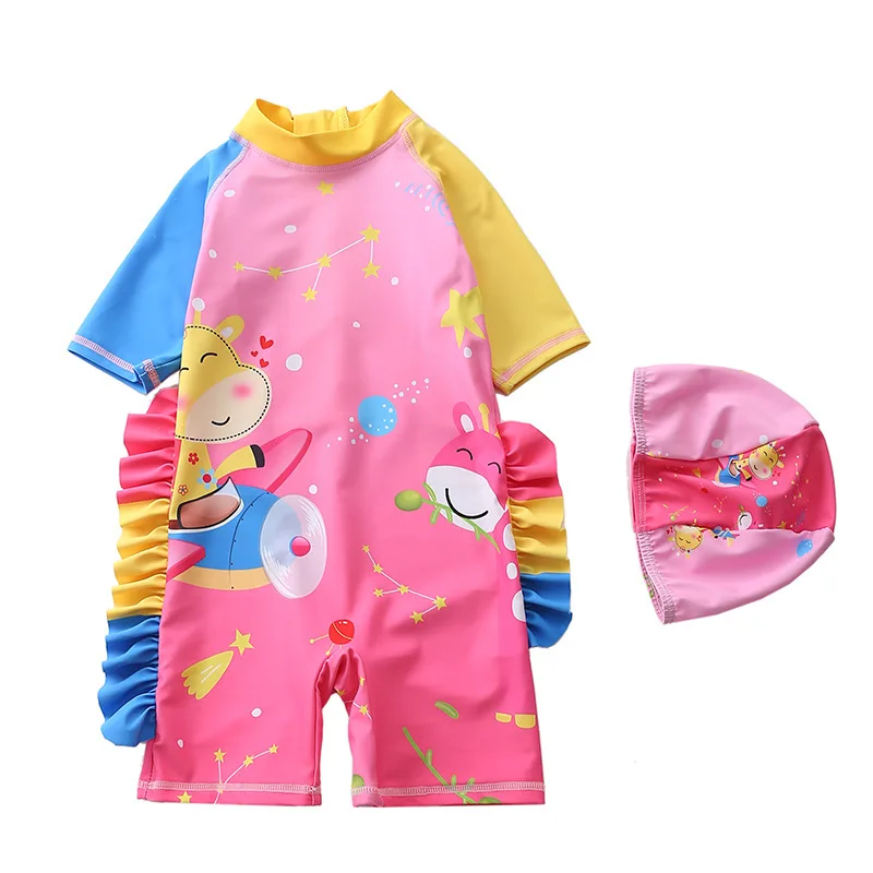 

HappyFlute New Double Color Edge Unicorn Prints Zipper Design Quick Drying&Waterproof Girls Travel Swimsuit