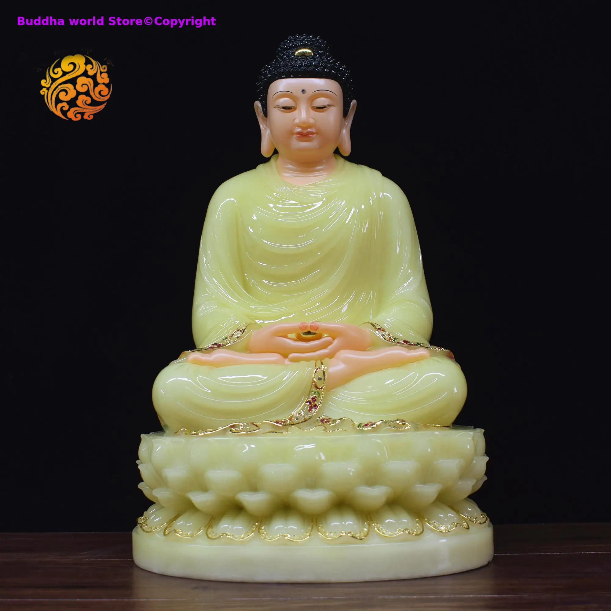 

Southeast Asia high-grade Buddha statue Home store Shrine worship Family protection Sakyamuni Buddha jade gilding Sculpture