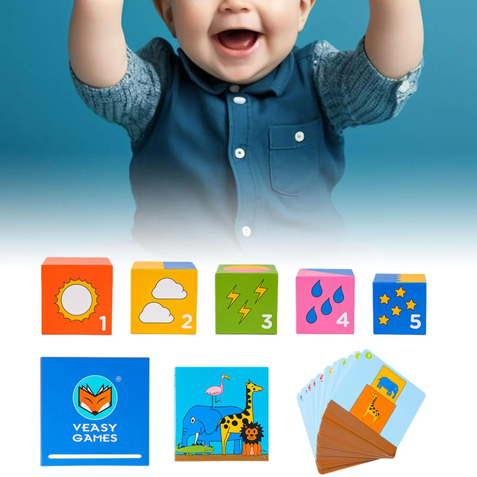 Jouet de tri de formes de couleurs avec 20 cartes, jouet sensoriel d'apprentissage préscolaire pour 1-3