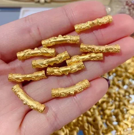 Eldorado Gold  24k pure gold pipe real  spacers 999  accessories  dragon and phoenix pipes for hand strings