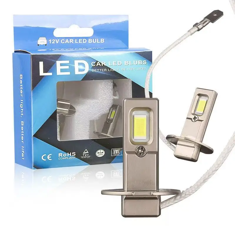 2PCS High Power H3 LED Headlight 1:1 Mini Size Headlamp 12000LM Car Lamps Super Bright Plug and Play LED H3 Car Headlight Bulbs