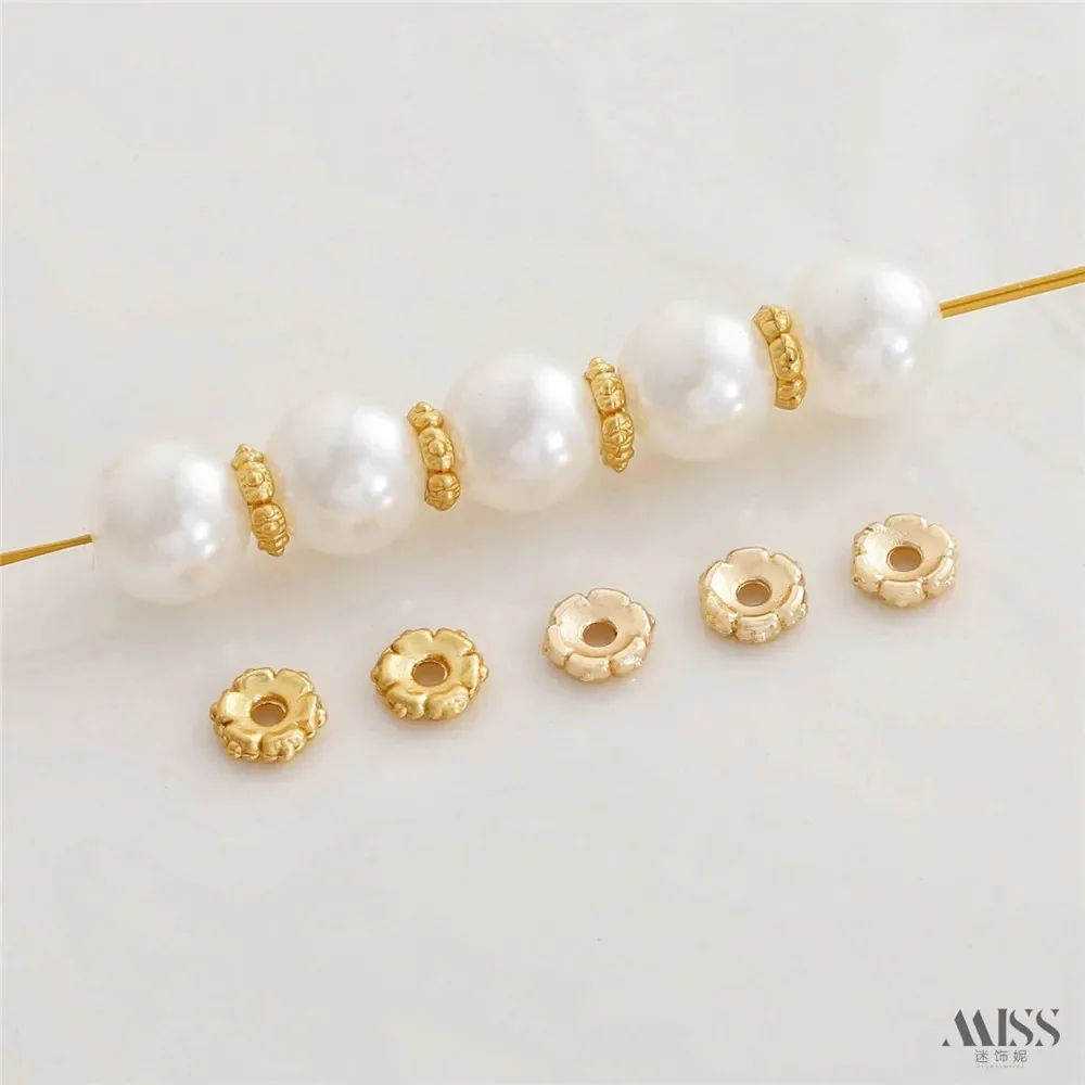 

14K Gold-plated Hemp Dot Lace Wheel Bead Spacer DIY Handmade Bracelet Necklace Bead Washer Accessory