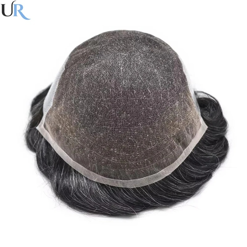 French Lace With Thin Skin Human Hair Replacement System Unit Men Toupee Durable Male Hair Prosthesis Natural Men\'s Hairpieces