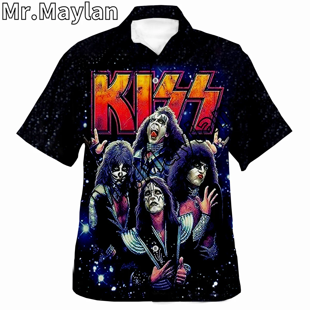 Rock Kiss Band 3D Printed Shirt Hawaii Shirt Men Summer Short Sleeve Shirt Men Shirts 2023 Oversized 5XL shirt Chemise Homme-198