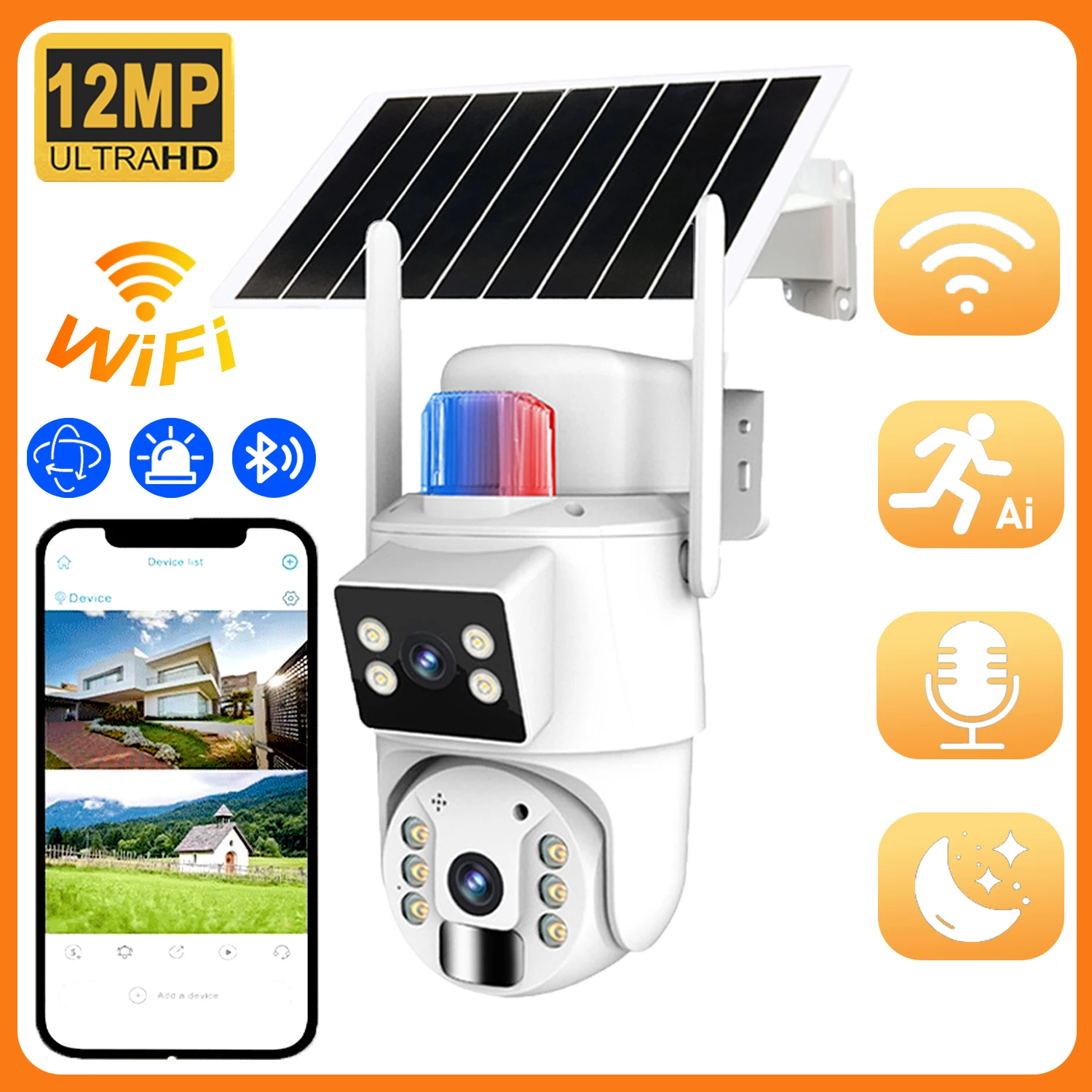 

4G Solar Camera HD 12MP 6K Outdoor CCTV Waterproof Night Vision Two-Way Motion Tracking WiFi IP Camera Q40