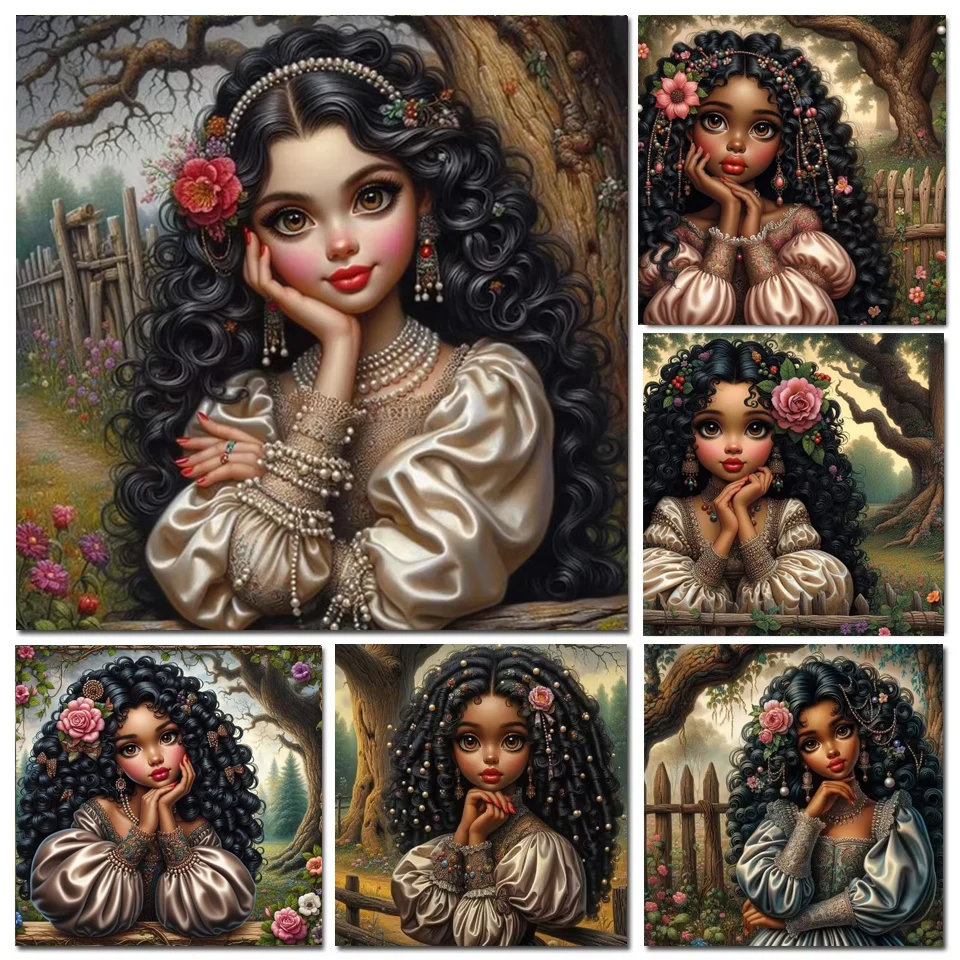 Diamond Art Painting New Collection Cross Stitch Kits Beautiful African Curly Hair Black Girl Diamond Mosaic 5D DIY Embroidery