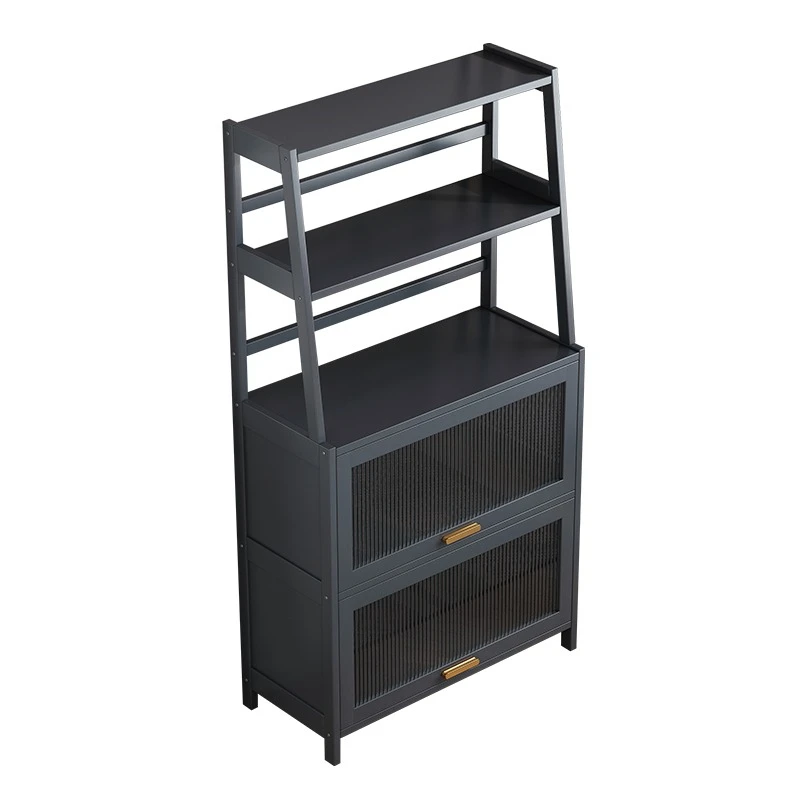 

Kitchen rack floor-to-ceiling multi-layer microwave oven storage multi-function with cabinet door dust-proof