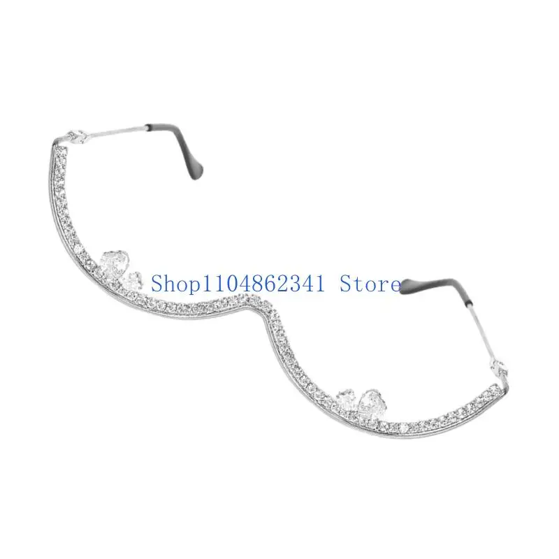 نظارات بتصميم أحجار الراين الفاخرة، هيكل معدني عملي، نظارات كوسبلاي، ديكورات عصرية لإكسسوارات الحفلات ذات الطابع