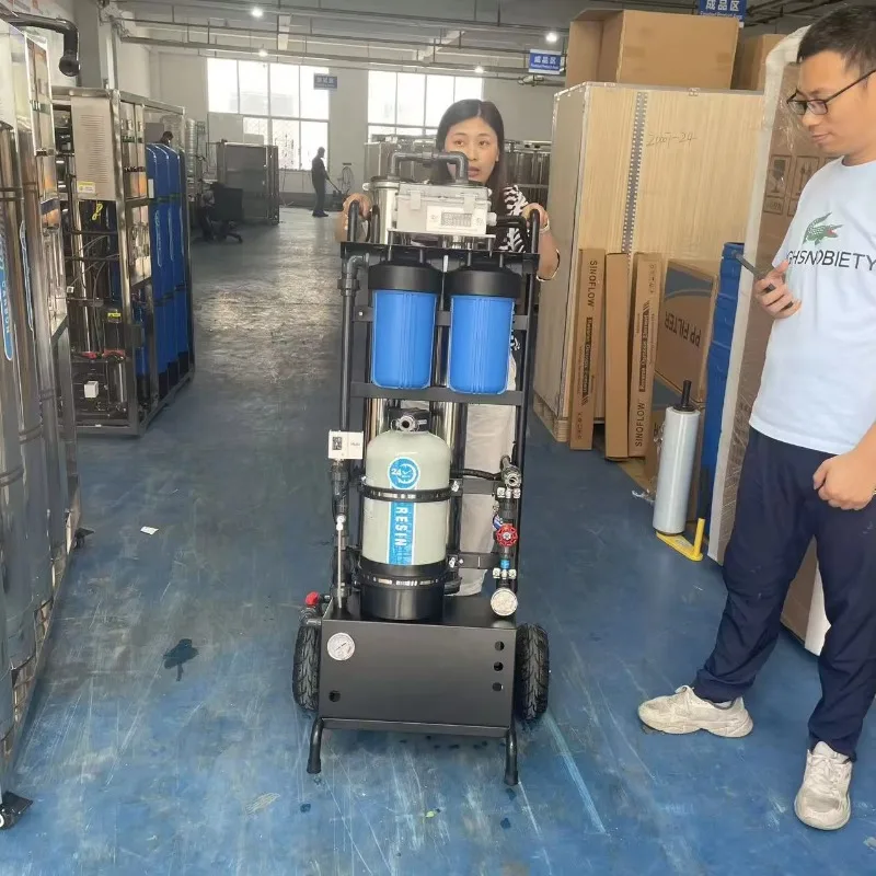 Mobile Trolley Hand Cart RO DI Spotless Water Filter For Car Washing Window Glass Solar Panel Cleaning Reverse Osmosis System