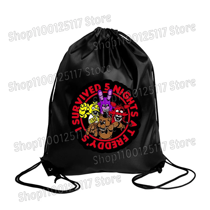 حقائب برباط من Fnafs، حقيبة هدايا لحفلات Freddys، حقيبة تخزين من البوليستر المقاوم للماء، حقيبة ظهر محمولة للسفر في الهواء الطلق