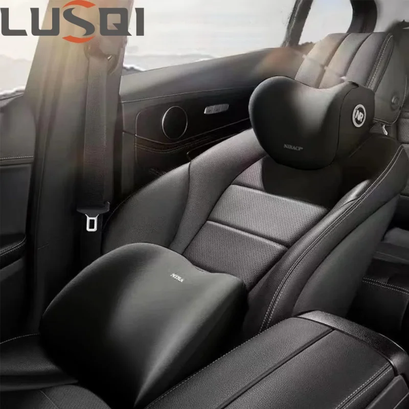 LUSQI Autositz-Zubehör, Auto-Kopfstütze, Memory-Schaum-Kissen-Set, passend für die meisten Automodelle, lindert Nacken- und Rückenmüdung