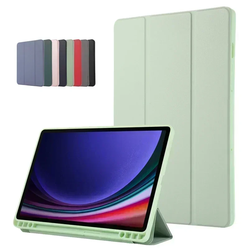 Funda Für Samsung Galaxy Tab S9 FE Fall 10,9 "Leder TPU Zurück Falten Stehen Tablet Coque Für Galaxy Tab S9 fe Fall mit Stift Halter