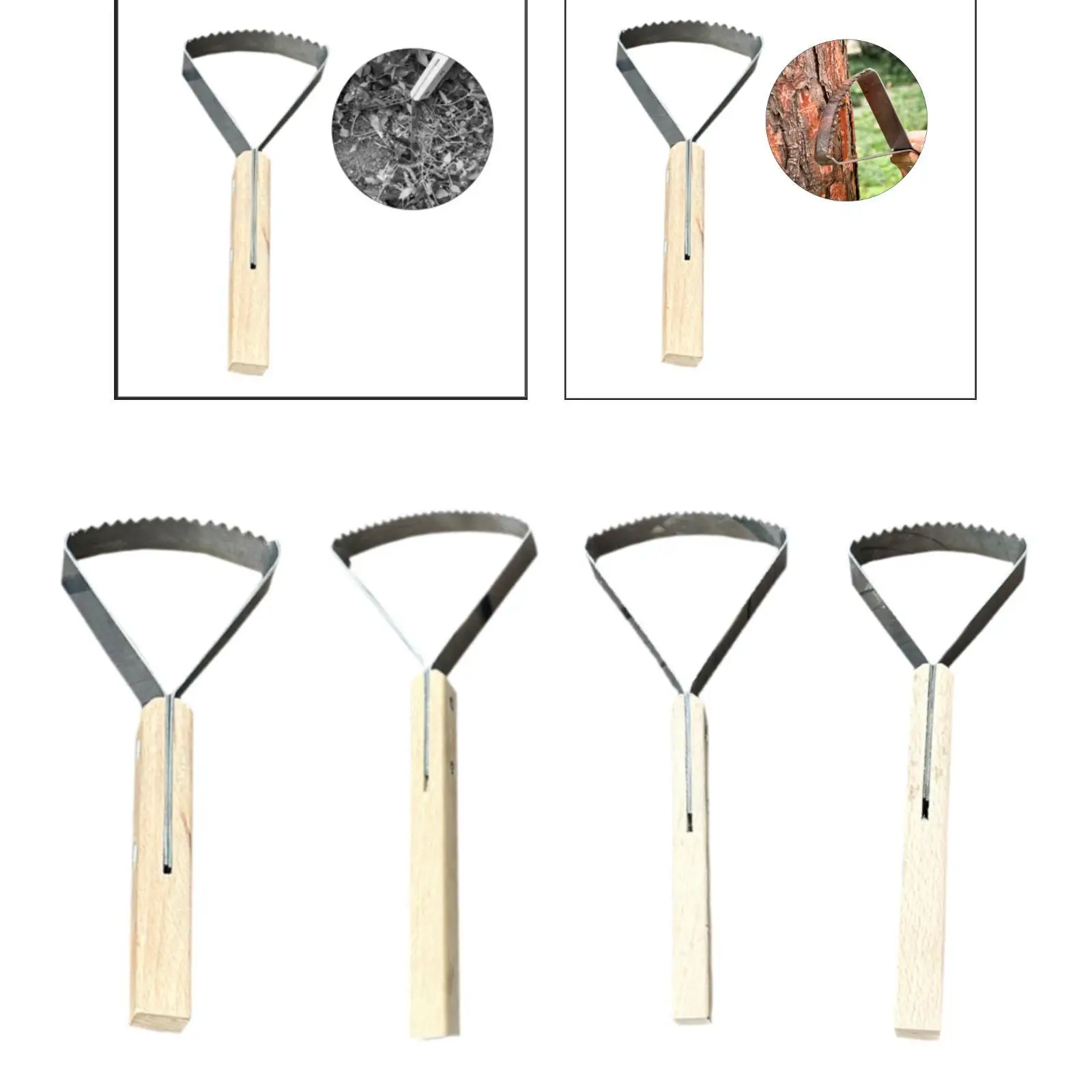 

Handheld Bark Scraper Comfortable Wooden Handle Garden Cleaning Weeding Wear Resistant Practical Multi Functional for Backyard