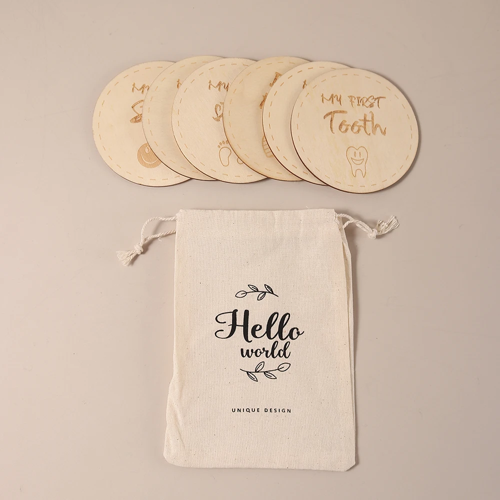 6pcs milestone photo props wooden baby year day with hello world first christmas birth announcement sign journey