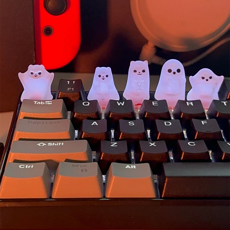 Lucu hantu kecil Keycap dipersonalisasi disesuaikan transparan mekanik Keyboard Keycap aksesoris Resin lintas sumbu Keycap hadiah