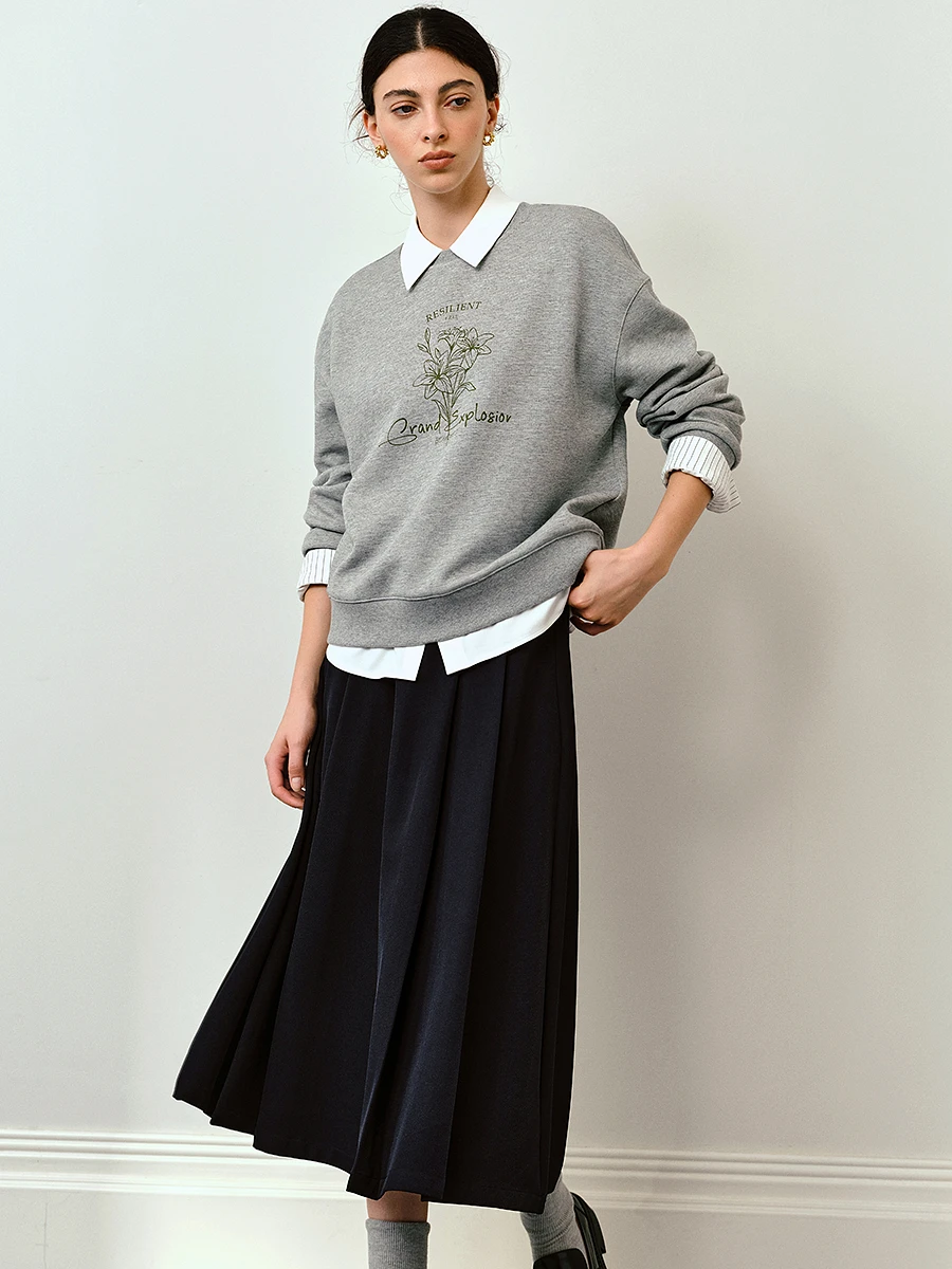 

OLrain Crew Neck Printed American Casual Sweater Women's 2025 Autumn New Fashion Trend Top M57QR000181