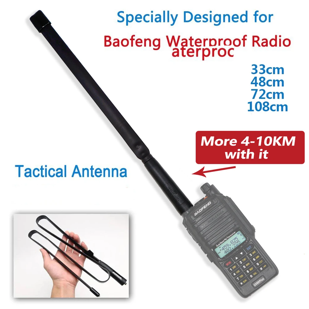 Baofeng Waterproof Foldable Tactical VHF/UHF 144/430MHz Antenna For Baofeng UV-XR UV-9R Plus UV-9R Pro Radio Walkie Talkie