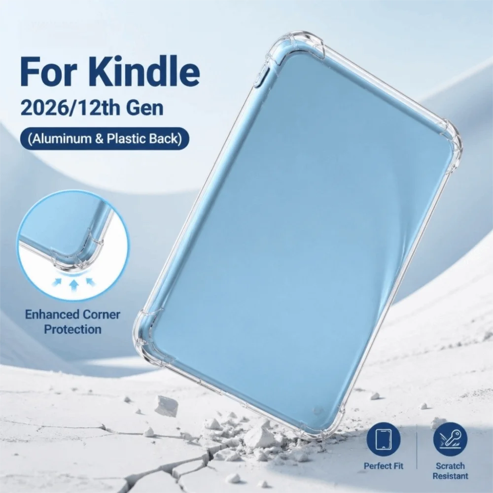 Airbag 6″ E-Reader Case Anti-fall Reinforced Corner Protective Shell Anti Scratch for Kindle 2026 12th Gen/Kindle Aluminum