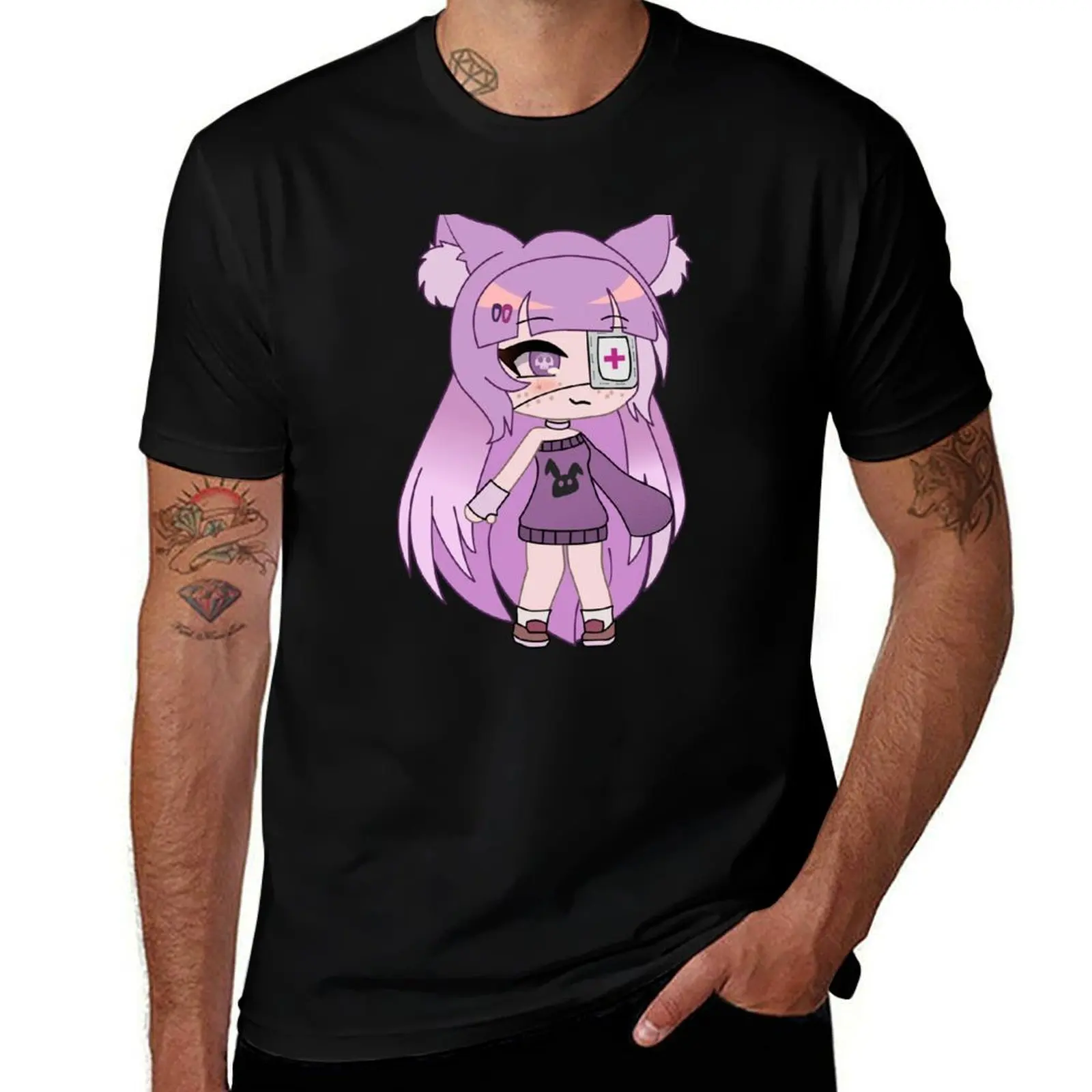 Gacha Life Lou Chan - cute but dangerous gacha girl T-Shirt Big Size Crew Neck T-Shirt