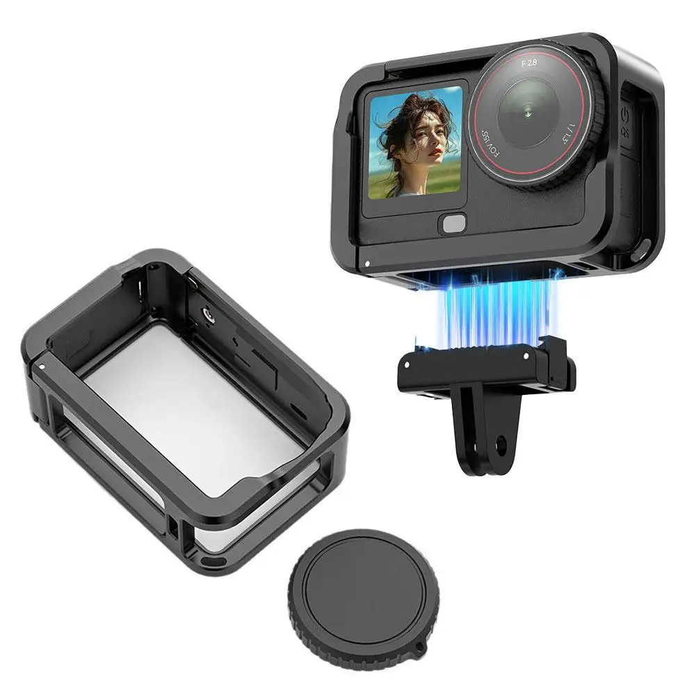 ل DJI Action 6 قفص أرنب معدني مقشر سبائك الألومنيوم تمديد مقبض ملحقات الكاميرا #3