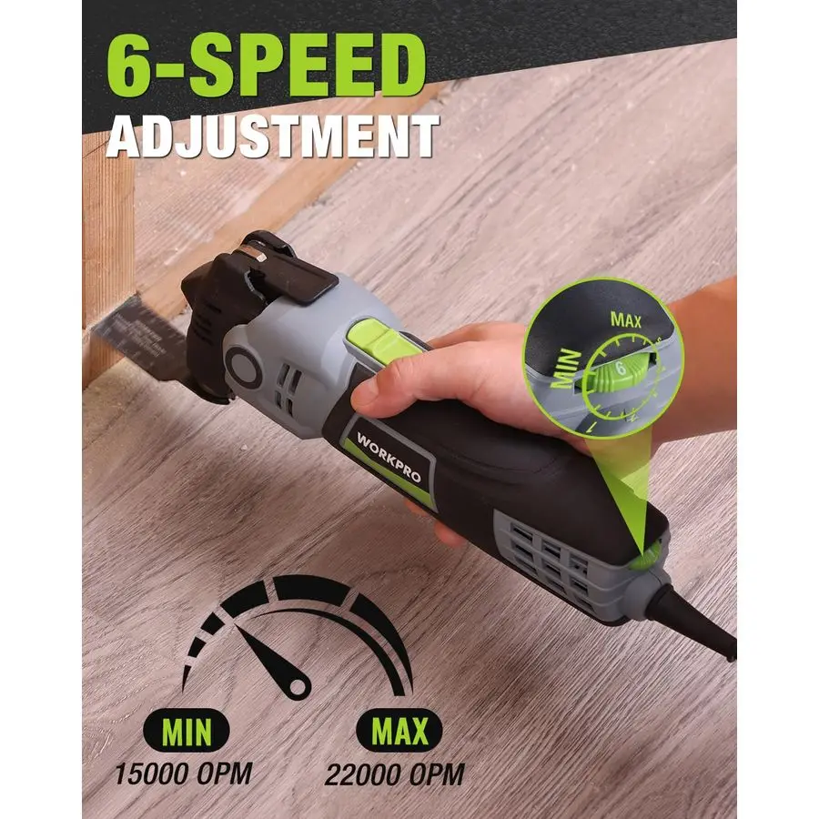 400W Oscillating MultiTool, 6Speed Corded Power Saw with LED Light, Quick Blade Change, 3.5 Oscillation Angle, 22 Accessories fo