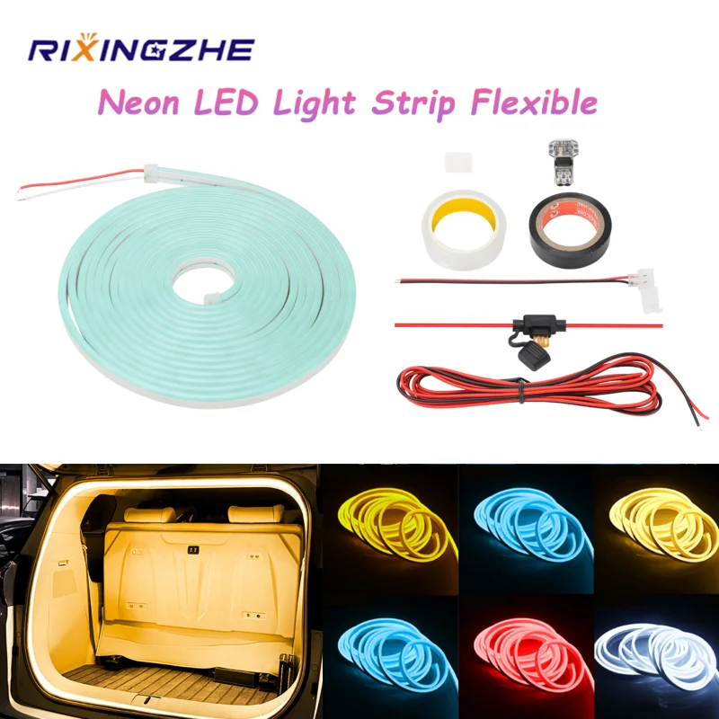

5M 12v Flexible LED Ambient Light Strip Car Rear Trunk Brighten After Trunk Frunk Silicone Interior For Tesla Model Y Juniper