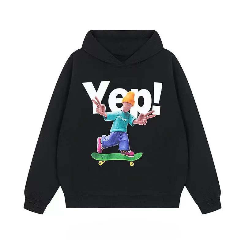 Autumn and Winter Fashion New Letter Printed Street Hot Selling Youth Cotton Hooded Sweater Boys and Girls Pullover Casual Top