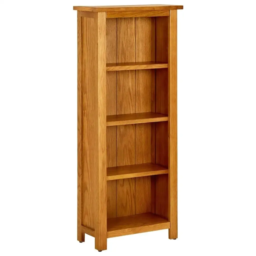 Solid Oak Wood 4-Tier Bookcase 45x22x110 cm - Stylish Storage Solution for Home & Office