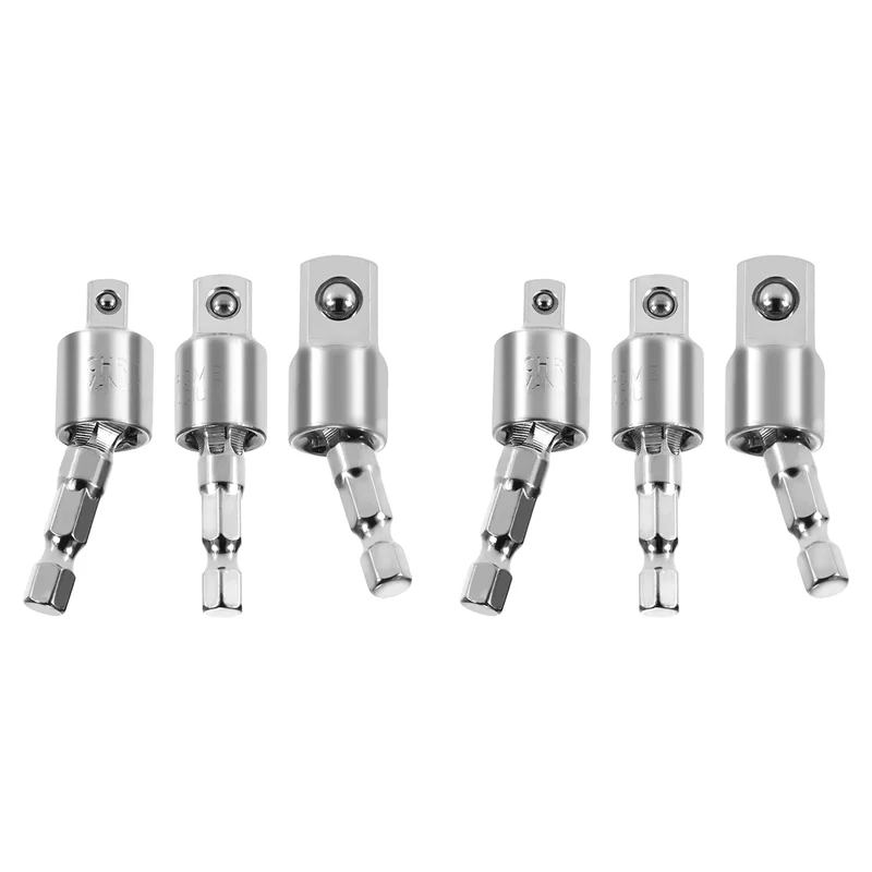 AT05-6 Pack Impact Grade ซ็อกเก็ตอะแดปเตอร์ 360 องศา Universal Joint ชุดซ็อกเก็ตหมุน, ซ็อกเก็ตอะแดปเตอร์เจาะ