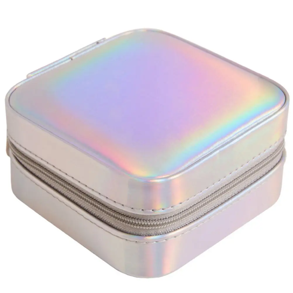 

Portable Jewelry Organizer Box Small Compact Travel Case Jewelry Box Mirror Neat Storage for Earrings Necklaces