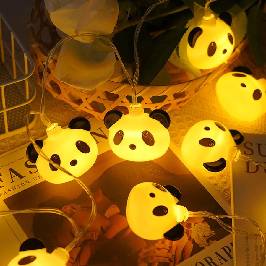 

LED cartoon panda light string, night market stall lights, festival colored lights, bedroom atmosphere decoration light string