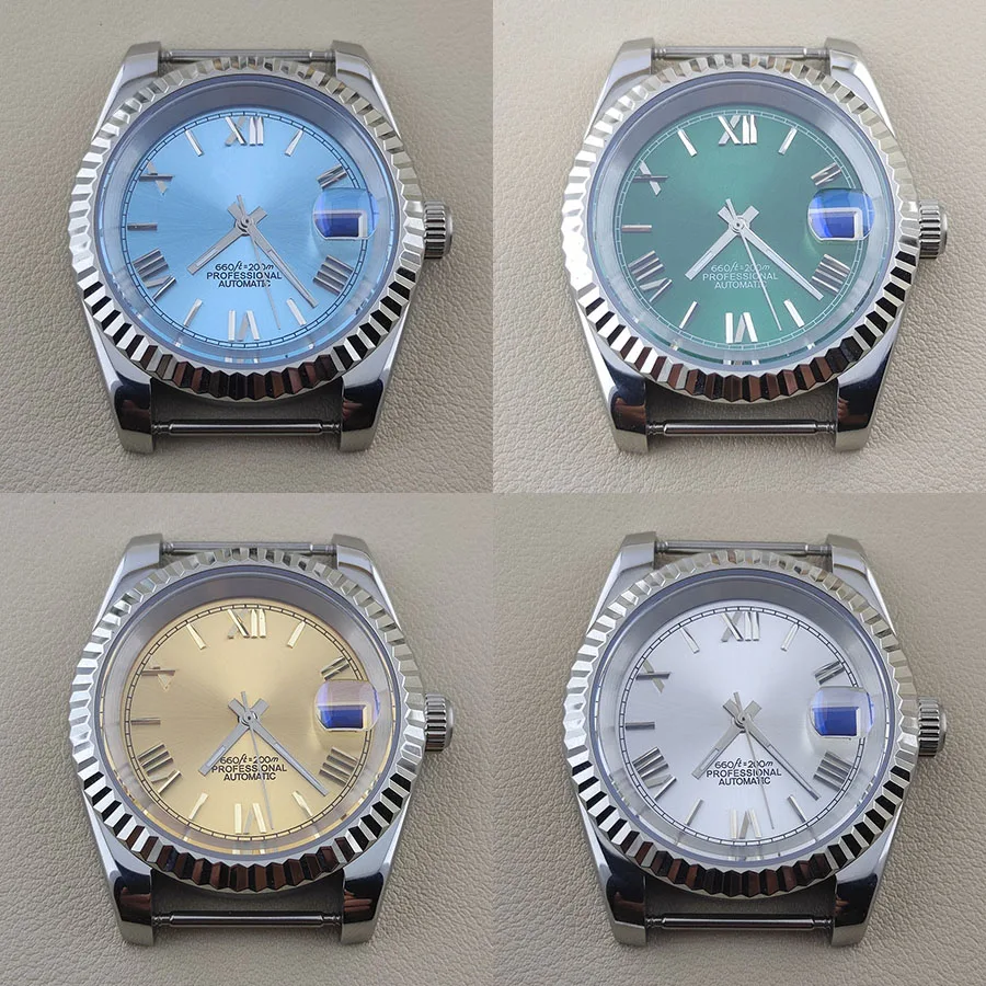 

39mm/36mm NH35 Watch Case 28.5mm No Luminous Dial Stainless Steel Sapphire Case Transparent Case Back For NH35 NH36 Movement