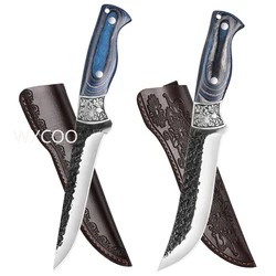 Forged Kitchen Chef Knife High Carbon Stainless Steel Meat Fish Fruit Knife Professional Butcher Cleaver Boning Knife with Cover