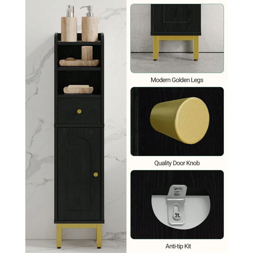 

Bathroom Storage Cabinet, Corner Floor Cabinet With Drawers And Doors, Narrow Toilet Paper Holder, Bathroom Organizer With Adju