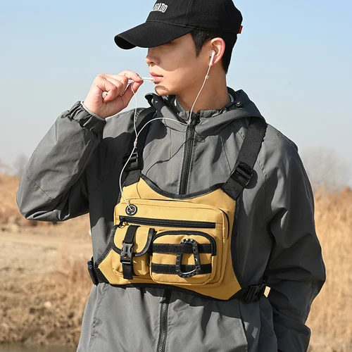 Imagen 2 del producto Bolso Táctico de Pecho para Hombre, Riñonera EDC Utilitaria para Viajes, Correr, Senderismo, Chaleco con Portacuchillos